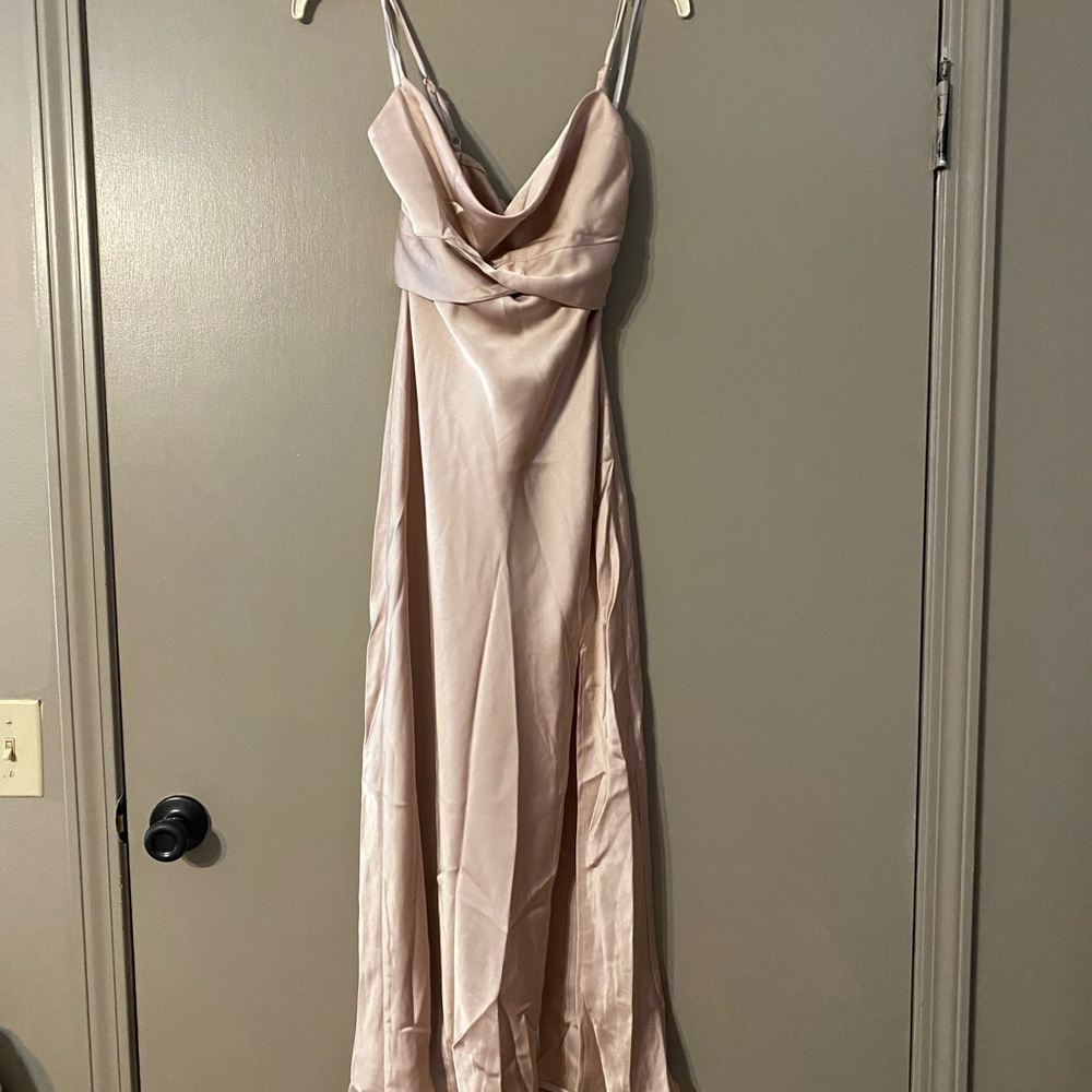 Hello Molly Beige satin gown